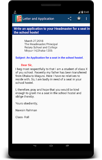 Letter  Application Writing