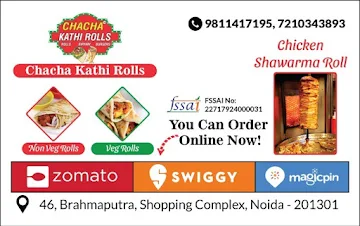 Chacha Kathi Rolls menu 