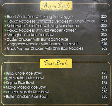 The Good Bowl menu 