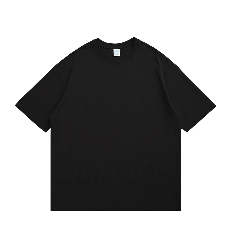 T-shirt de sport épaisse en coton uni, col rond, manches courtes, confortable et respirante pour le sport et les activités quotidiennes, résistante.