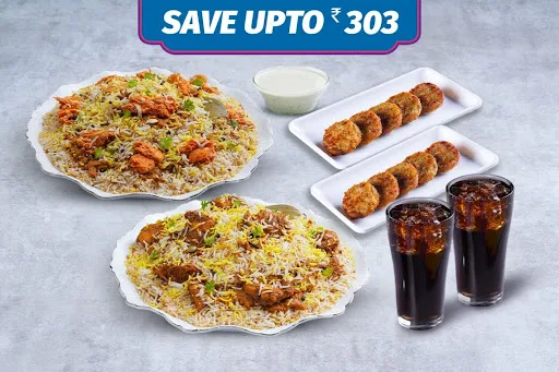 2 Non-Veg Kilo Biryanis + 2 Non-Veg Kebabs + 2 Beverages (Serves 4-5)