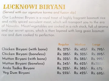 Biryani Batees menu 