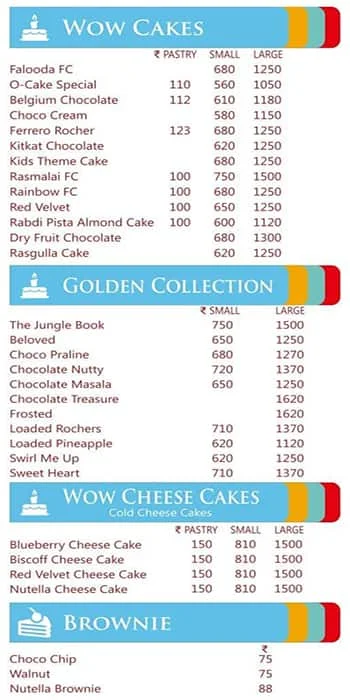 O-Cakes menu 