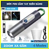 Đèn Pin Cầm Tay Siêu Sáng Chiếu Xa 200M Zoom Xa Gần, Đèn Pin Led Cầm Tay Có Móc Treo, Pin Trâu, Chống Thấm Nước Ipx4 - Xst836