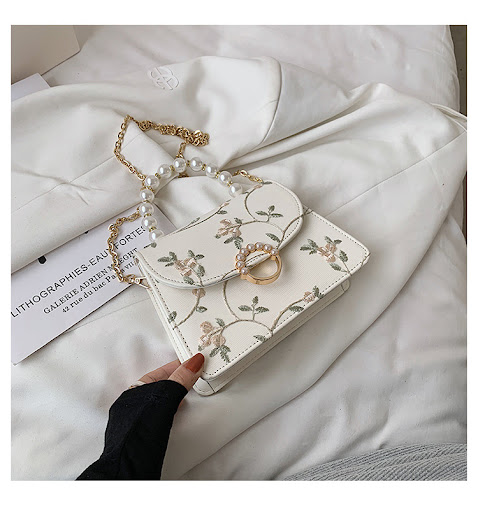 Title 1, Womens Chain Shoulder Bag Pearl Crossbody, a s...