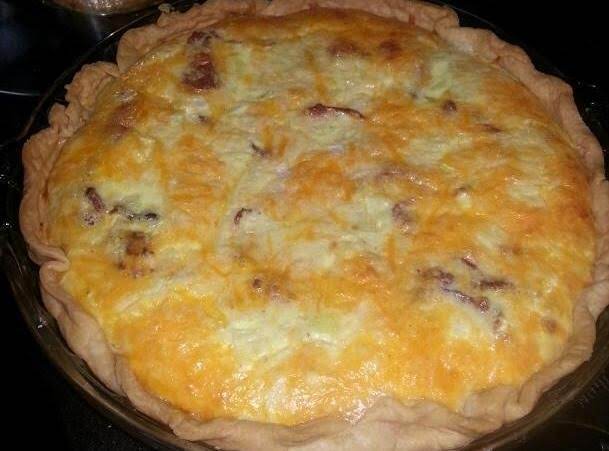 Easy Breezy Bacon And Cheddar Quiche Recipe | Just A Pinch Recipes