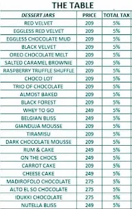 The Table- Ice Cream menu 1