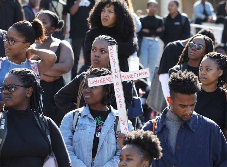 Students at the University of Cape Town pay tribute to Uyinene Mrwetyana.