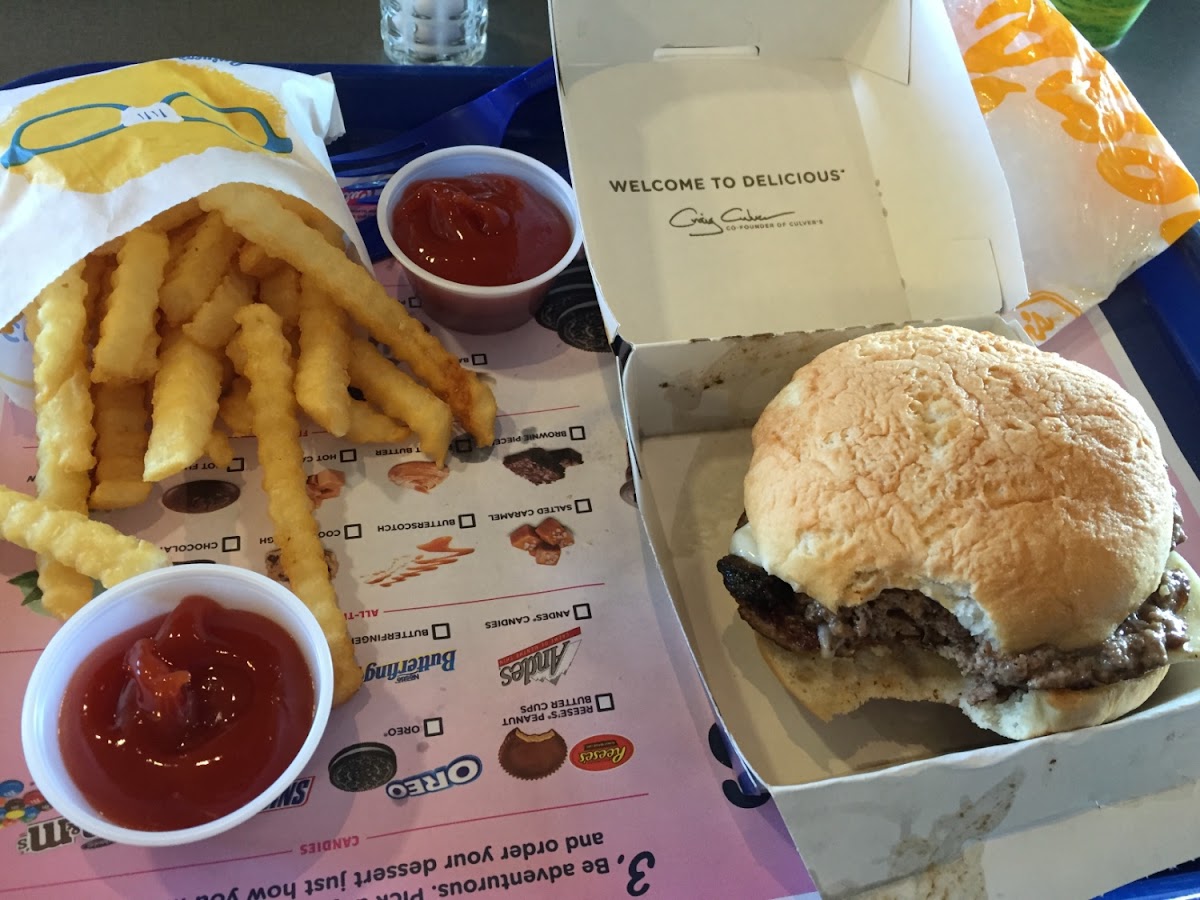 Mushroom and Swiss with gluten free bun AND French fries!!