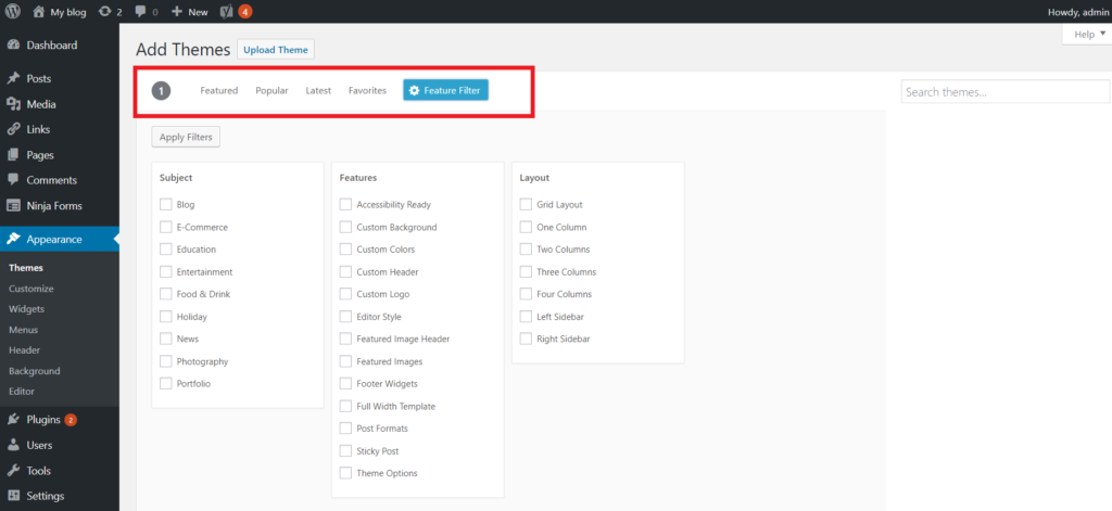 Install WordPress theme