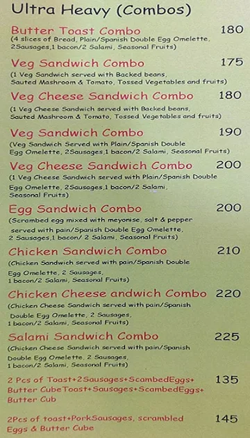 The Breakfast menu 