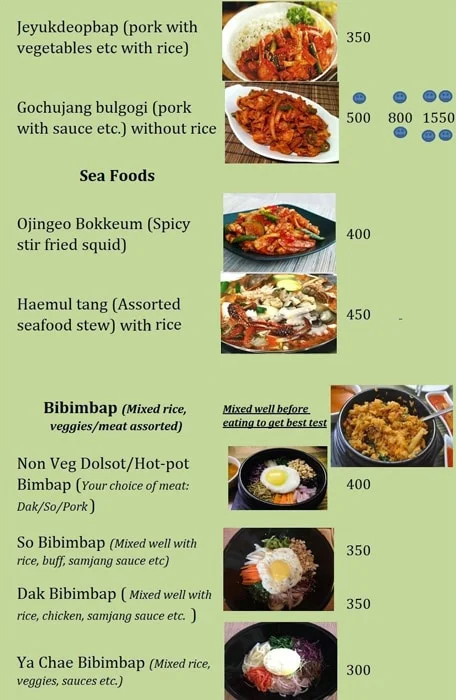 Busan Korean Restaurant menu 