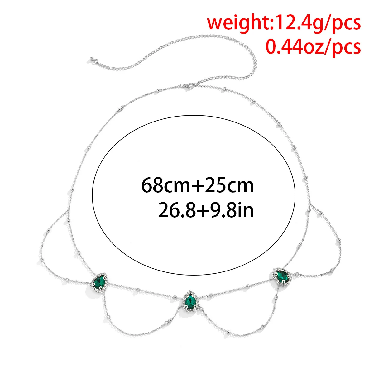 Title 8, Dames Body Chain met waterdruppel edelsteen, ee...