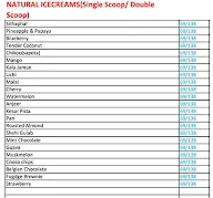 Natural Scoop Ice Cream menu 1