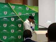 Baroka FC Technical Director Doctor Khumalo speaking during the club's kit launch on Wednesday 12 October 2017 in Sandton. 