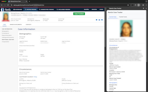 NamUs Case Tracker