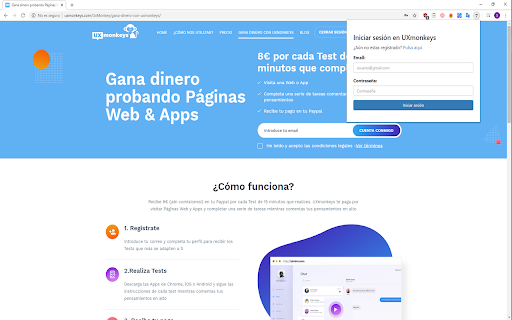 La App de UXmonkeys para Google Chrome