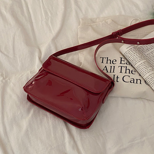 Title 2, Fashionable Glossy Red Bag for Women. Stylish a...