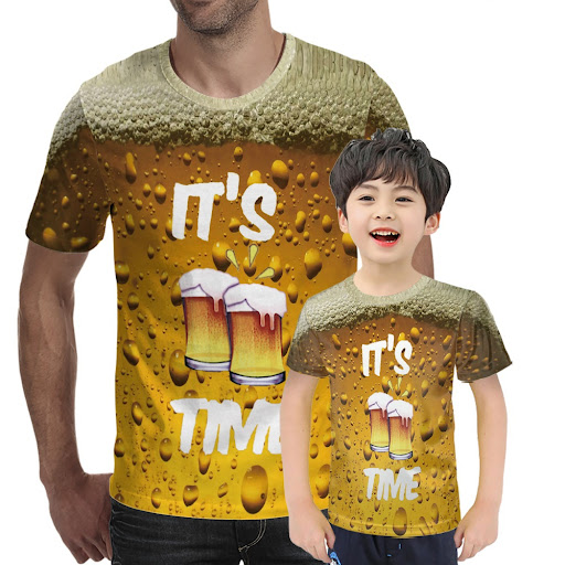 Title 2, 3D short sleeve beer printed T-shirt