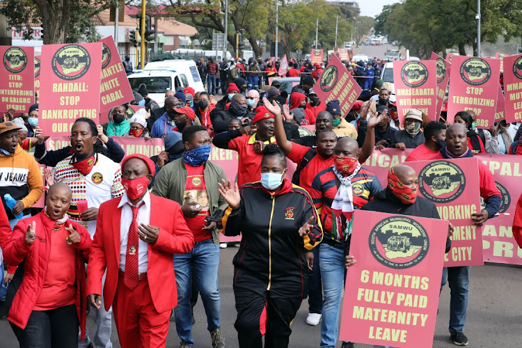 City of Tshwane metro employees march over wage increases in the capital city Tshwane. PHOTO: SOWETAN/ANTONIO MUCHAVE