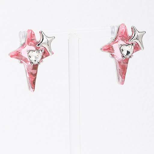 Title 1, Four Eight-pointed Stars Womens Ear Studs, Cut...