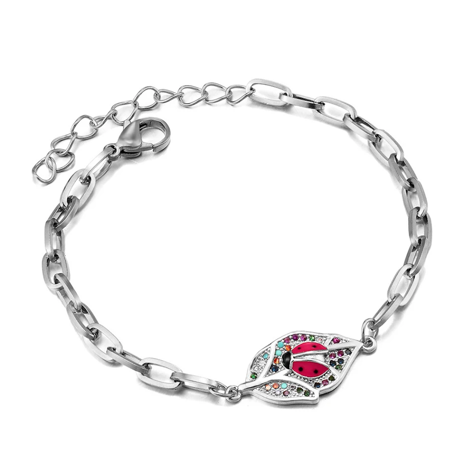 Pulsera de mariquita con circonitas micro-engastadas, ideal para mujeres. Diseño elegante y delicado para realzar tu estilo diario.