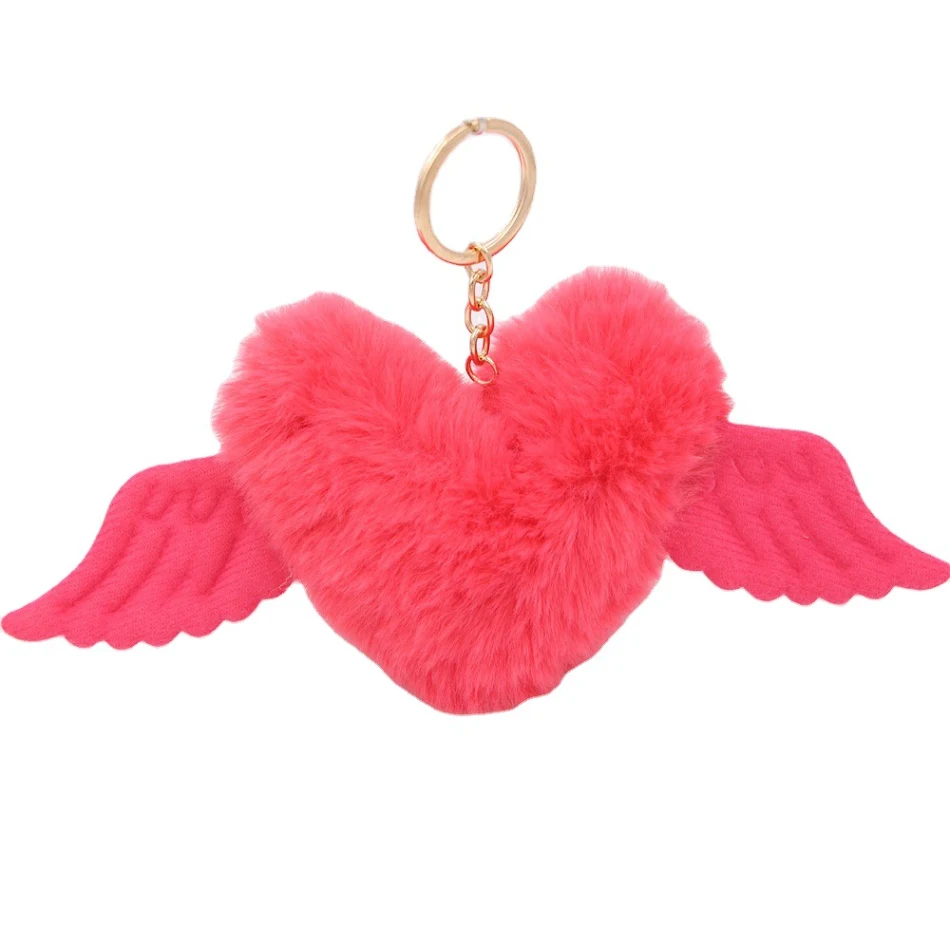 Hartvormige wollen bol sleutelhanger hanger