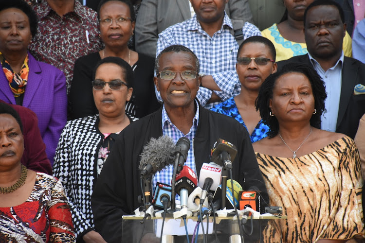 Chief Justice David Maraga giving a brief on the implications of the announcement of the first COVID-19 case in the country at Supreme Court on March 15,2020.