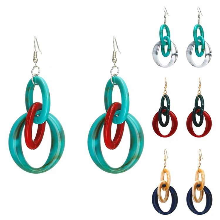 Geometric Acrylic Hepburn Wind Color Bump Earrings. Stylish and vibrant earrings that add a pop of color and personality