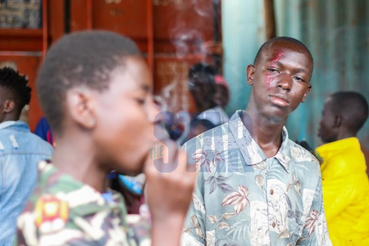 Tony Onyango (R) on set. PHOTO/WILFRED NYANGARESI