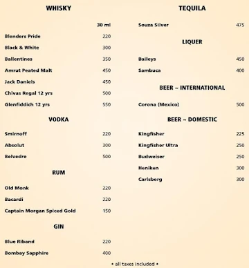 Ankur - The Coastal Bistro menu 