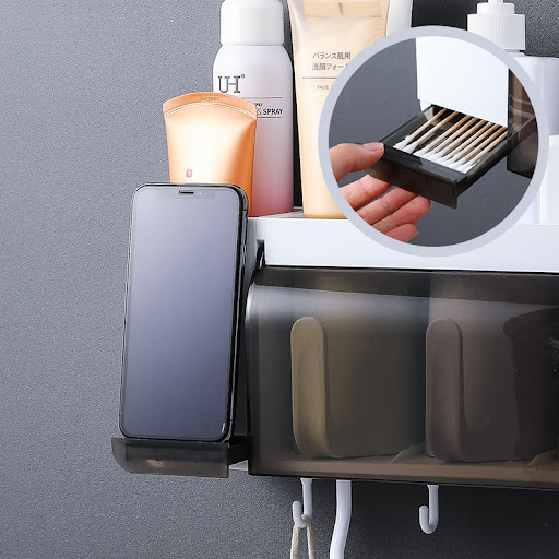 Title 4, Toothbrush holder for toilet storage. Save spac...