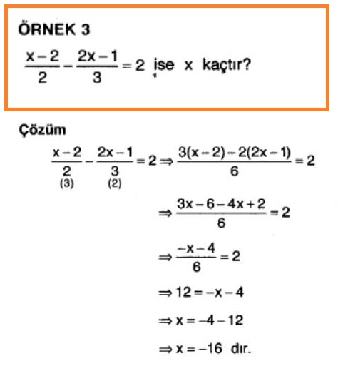 denklem nedir denklem turleri nelerdir ozel ders alani