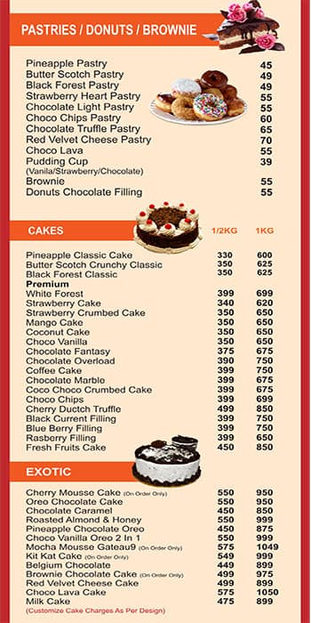 Gateau 9 menu 