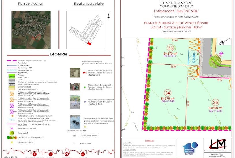  Vente Terrain à bâtir - 575m² à Andilly (17230) 