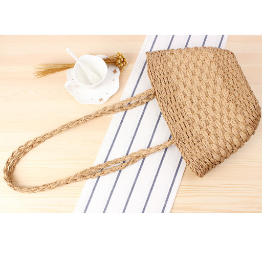 Title 4, Hand-Woven Straw Bag Dual-Use Shoulder or Handb...