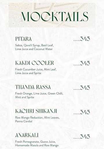 Qavalli menu 