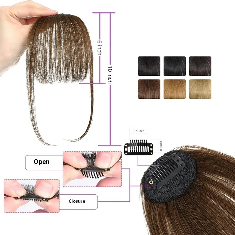Peruca completa Air Natural Forehead feminina, invisível, sem costura, sem cabelo, com franja real. Conjunto para visual natural e completo.
