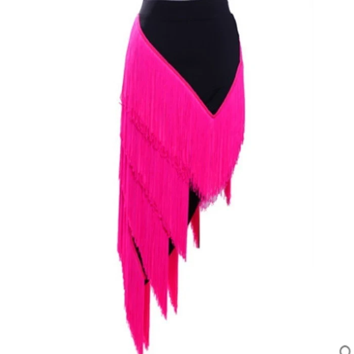 Falda de baile latino para adultos con flecos, falda corta de baile, ideal para un movimiento dinámico y un look vibrante en la pista.