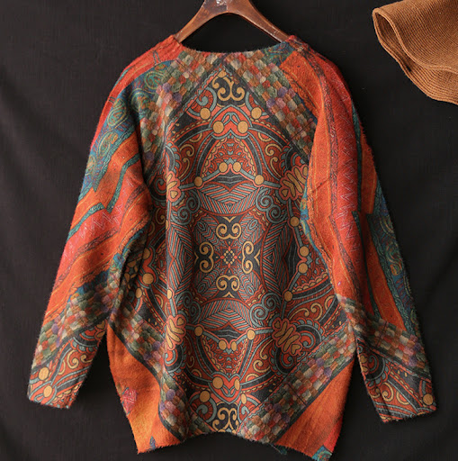 Title 5, Womens Vintage Printed Imitation Mink Round Ne...