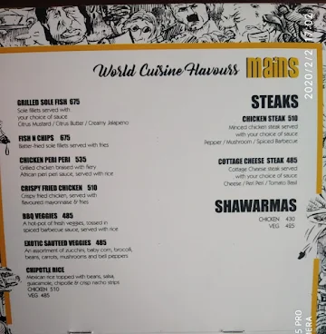 Pebble Street menu 