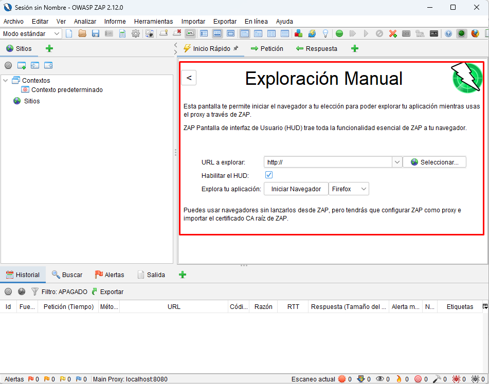 Escaneo manual con Owasp Zap