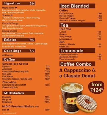 Mad Over Donuts menu 