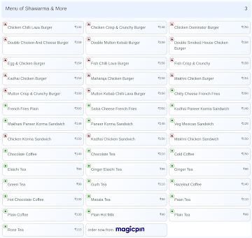 Shawarma & More menu 