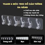 Thanh 6 Móc Dán Tường Siêu Dính Trong Suốt Treo Đồ, Quần Áo, Khăn, Đồ Dùng Nhà Bếp - Siêu Dính, Siêu Chịu Lực