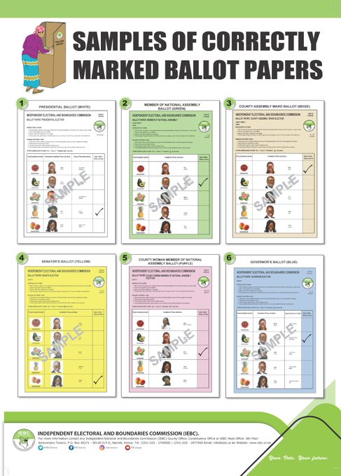 Samples of correctly marked ballot pappers