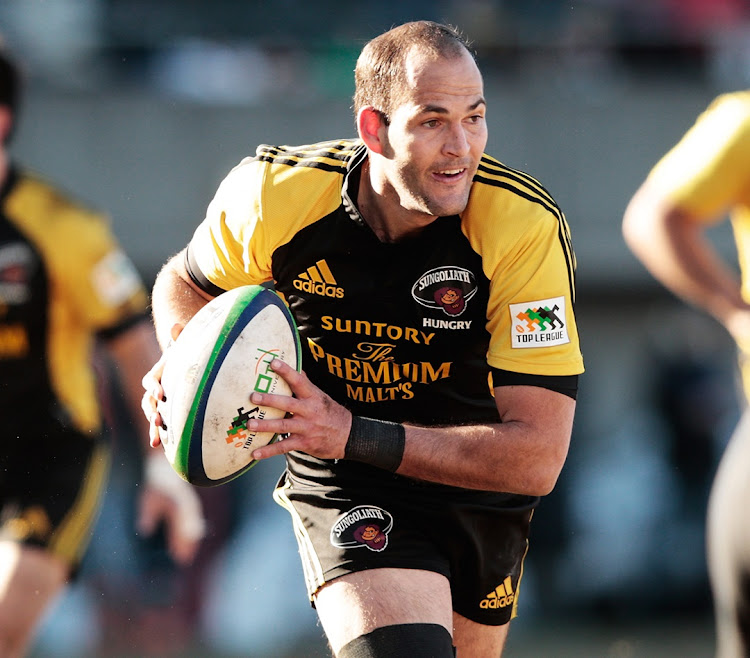 Fourie Du Preez turns out for Suntory Sungoliath in a Japan Rugby Top League playoff final match against Toshiba Brave Lupus at Prince Chichibu Stadium in Tokyo in January 2013