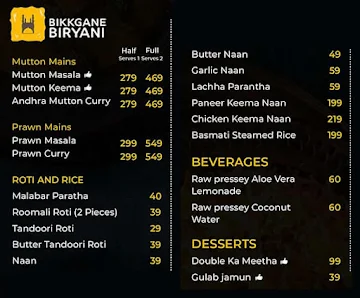 Bikkgane Biryani menu 