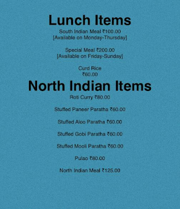 Navaruchi menu 