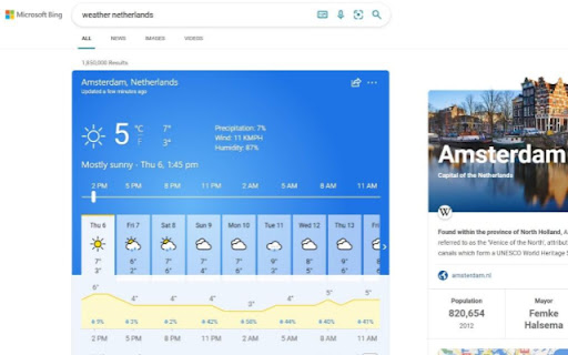 Online Weather Tab Default Search